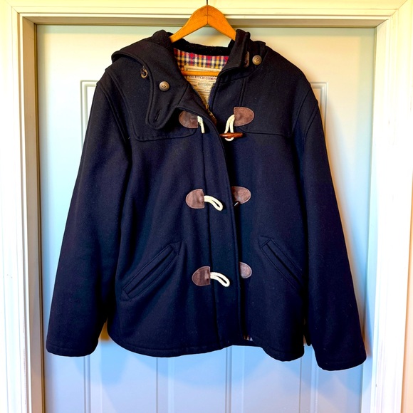 Vintage Abercrombie & Fitch Wool Duffle Coat Navy Toggle Jacket Size S - Picture 1 of 15